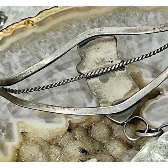 VTG Native American Slave Cuff Bracelet Ring Coral Turquoise on Sterling Silver - Picture 8 of 16